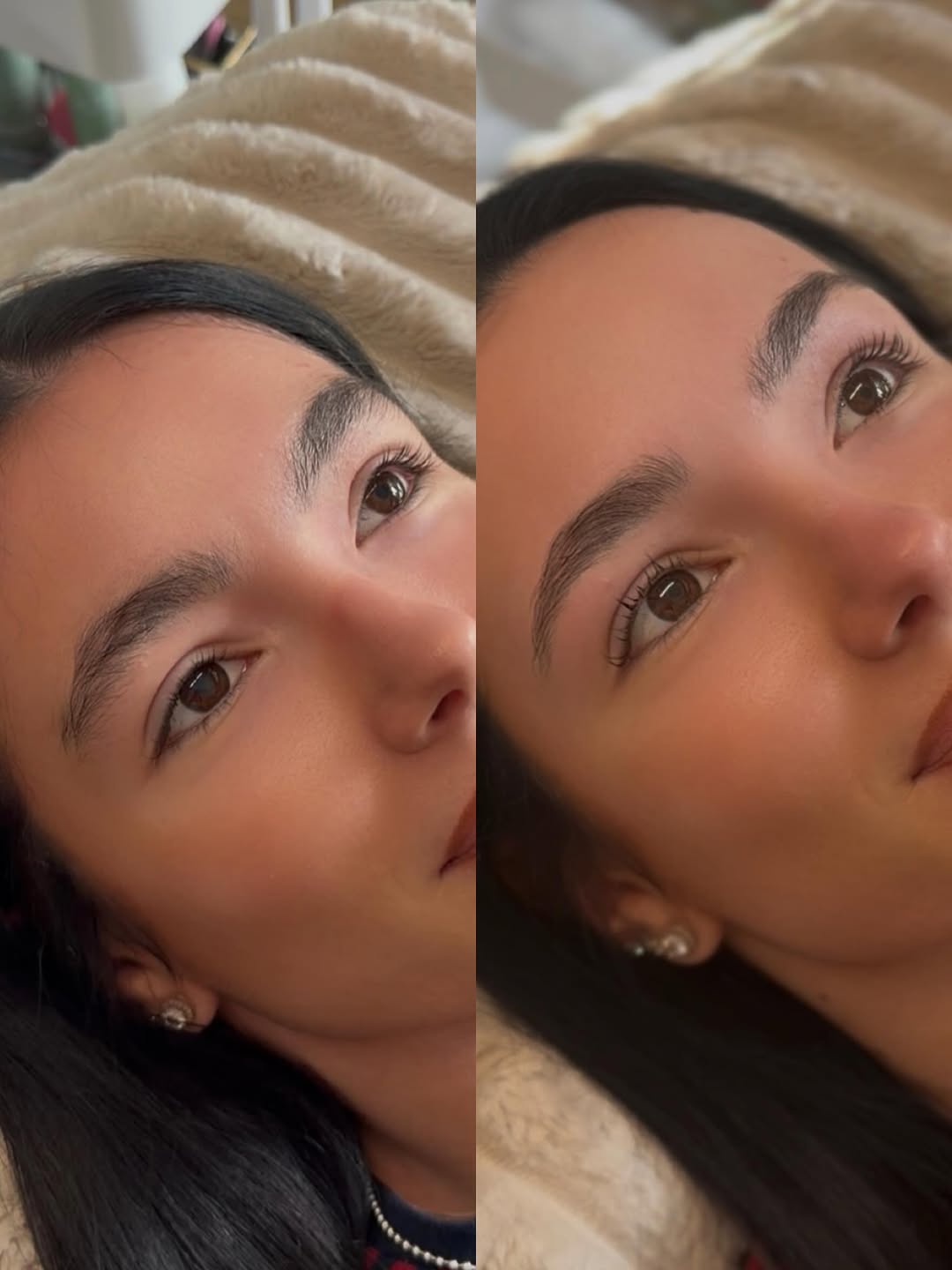 Before and after brow lamination results at Beauty Luxe Essex